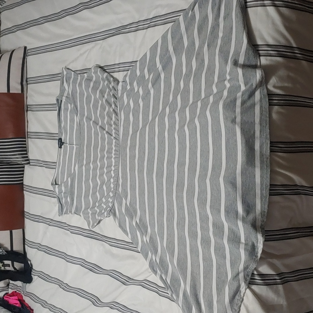 Grey striped short sleeved dress